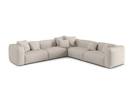 Boucle modular symmetrical corner sofa, "Martina", 5 Seats, 312x312x75, Beige