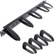 InLine® 19" cable management panel, 9 plastikas brackets removable, RAL 9005, juodas