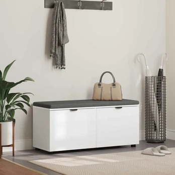 Koridoriaus suolas su pagalve su durimis Balta 100 x 38 x 46 cm