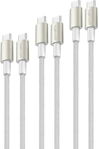 Kabelis USB 4smarts USB-C - USB-C 3 m Baltas (540656)