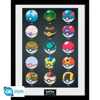 POKEMON - Framed print Pokeballs (30x40)