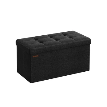 Songmics Sulankstomas 76 cm suolas su daiktadėže, juodas