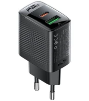 Juodas 1xUSB-A + 1xUSB-C (PD/QC/FCP/AFC) 30W GaN pakrovėjas "Acefast A98"
