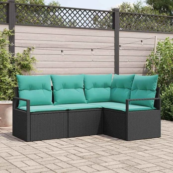 Sofos komplektas 4 pcs Juoda poliratanas