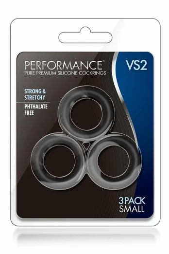 Performance VS2 Silicone Rings Small Black 3-Pack Durable Flexible