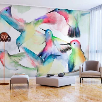Artgeist Fototapetas - Watercolor Birds