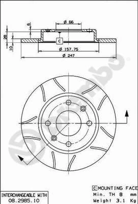 Stabdžių diskas BREMBO 08.2985.75