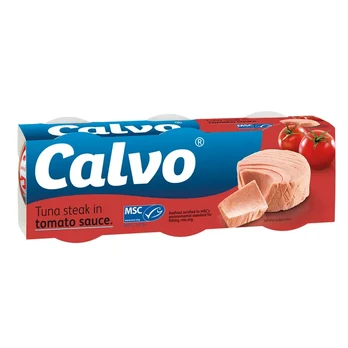 Nesmulkintas tunas pomidorų padaže CALVO, 3 x 80 g