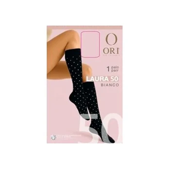 Puskojinės ORI LAURA, 50 DEN, NERO, WHITE SPOTS, ONE SIZE