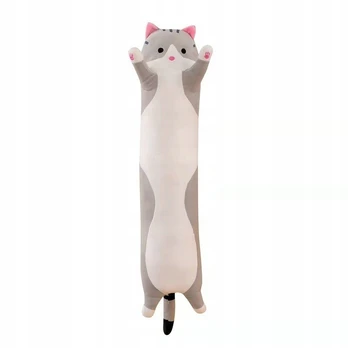 Mielas pliušinis žaislas katė - pagalvė, pilka 50cm