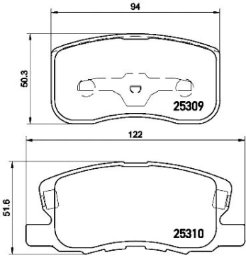Stabdžių trinkelių rinkinys, diskinis stabdys BREMBO P 54 046