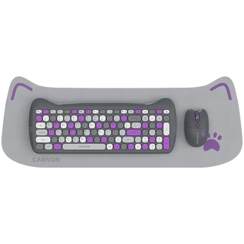 CANYON HSET-W6 Keyboard+Mouse Kitty Edition AAA+АА Wireless Violet
