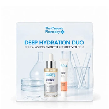 Šventinis rinkinys su hialurono rūgšties serumu „Deep Hydration Duo“, The Organic Pharmacy