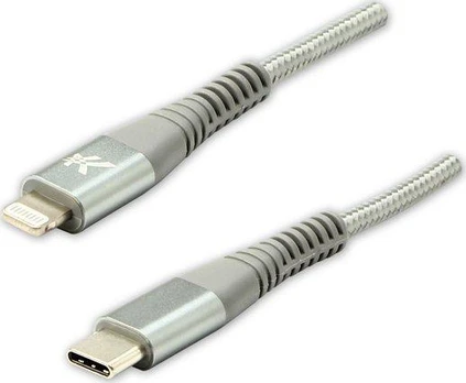 USB kabelis Logotipas USB-C - Žaibas 1 m Sidabras