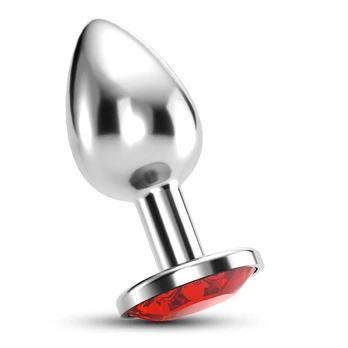Crushious Bijou Large Red Metal Plug with Decorative Gemstone 8cm