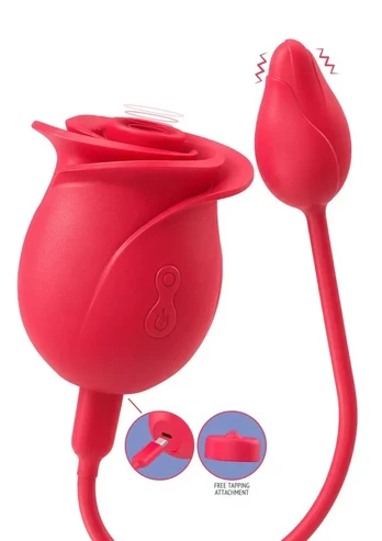 Blushing Rose Stimulator Set 3-in-1, Air Pulse & Vibration, Pink