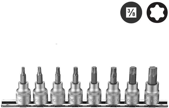 Force Šešiakampis-galvutė Star 3/8" rinkinys 8 dalių