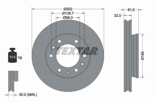 TEXTAR 92253403 Brake Disc