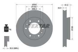 TEXTAR 92253403 Brake Disc kaina