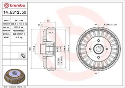 Stabdžių būgnas BREMBO 14.E312.50 kaina