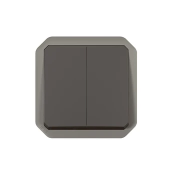 PLEXO 2 GANG 2-WAY SWITCH OR 2 GANG PUSH BUTTON - ANTHRACITE - MECHANISM