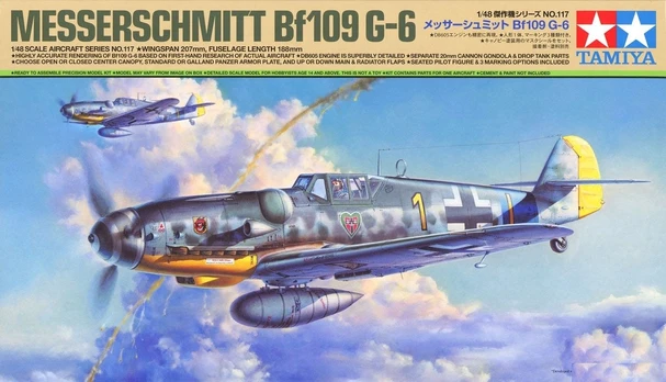 Konstruktorius Tamiya - Messerschmitt Bf109 G-6, 1/48, 61117, 8 m.+