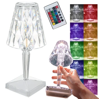 Verk Group Table lamp led crystal rgb usb remote control