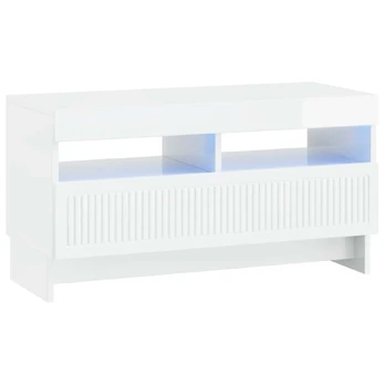 LED televizoriaus spintelė Itin blizgi balta Apdirbta mediena