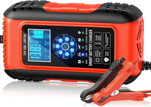 Husgw akumuliatorių įkroviklis 12 V/24 V, 10 A, su LCD ekranu ZYX-J50
