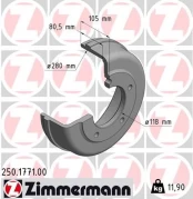 Stabdžių būgnas ZIMMERMANN 250.1771.00 kaina