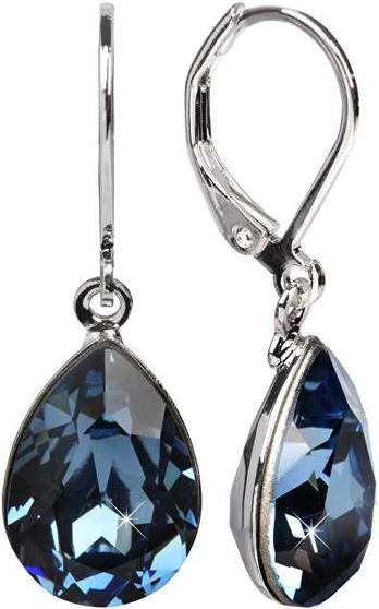 Levien Elegant earrings with Pear Denim Mėlyna crystals