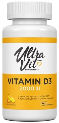 Vitaminai UltraVit Vitamin D3 2000 IU x 180