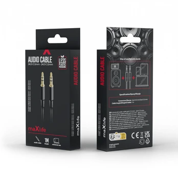 TelForceone Maxlife audio cable jack 3.5 mm - jack 3.5 mm 1m juodas