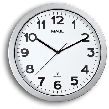Maul Wall, Quartz clock, Circle, Sidabrinis, Baltas, Plastic, AA (9053595)
