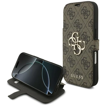 Dėklas Guess Book 4G Metal Logo do iPhone 17 Pro ruda