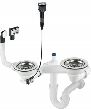 Siphon for 1.5- and 2-bowl granite sink - Space-Saver