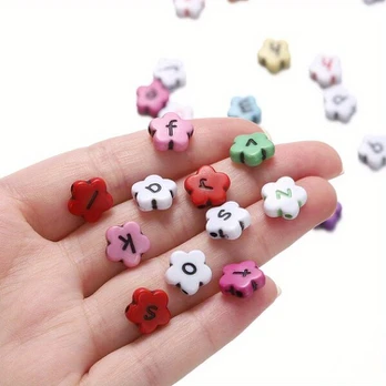 Akrilo karoliukai, Love Colored Black Letters 100pcs