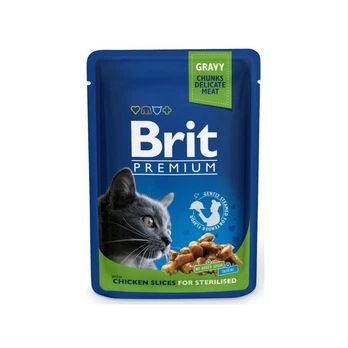 Drėgnas Kačių Maistas - Brit Premium Vištiena Sterilizuoti 100g