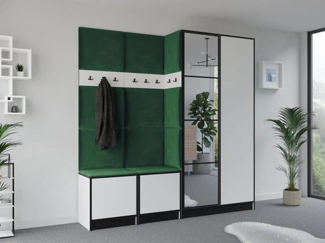 Prieškambario komplektas Kier Eden 21, baltas/žalias