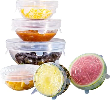 Kitchen tools,Reusable Silicone Stretch Lids, 6 Sizes Fit Most Containers - Eco-Friendly, Leak-Proof Clear,