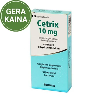 Cetrix 10mg tabletės nuo alergijos, N10