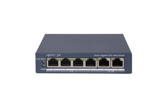 Hikvision 6 prievadų komutatorius DS-3E1506P-EI/M (valdomas)