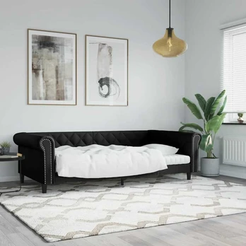 Lova Sofa, juodos spalvos, 100x200cm, dirbtinė oda