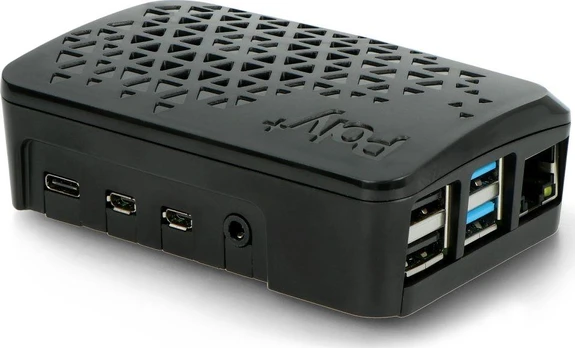 Dėklas skirtas Raspberry Pi 4B - Argon Poly + su mini ventiliatoriumi - juodas