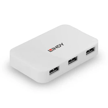 "Lindy" USB 3.0 šakotuvas, 4 prievadai, USB 3.2 Gen 1 (3.1 Gen 1) Type-A, USB 3.2 Gen 1 (3.1 Gen 1) Type-A, 5000 Mbps, baltas, Windows 2000, Windows 7 Home Basic, Windows 7 Home Premium, Windows 7 Professional, Windows 7..., Mac OS X 10.8 Mountain Lion