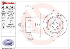 Stabdžių diskas BREMBO 08.3947.24 kaina
