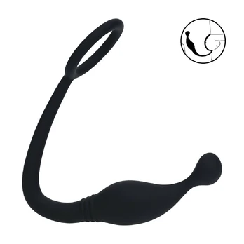 LEVELZ Silicone Intimate Support Ring S with Curved Prostate Massager Black