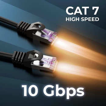 Deleycon Cat7 tinklo kabelis S-ftp Pimf, juodas, 2m