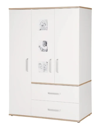 ROBA trijų durų spinta PIA, White/San Remo Oak, 60962