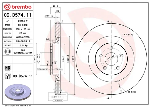 BREMBO 09.D574.11 Brake Disc